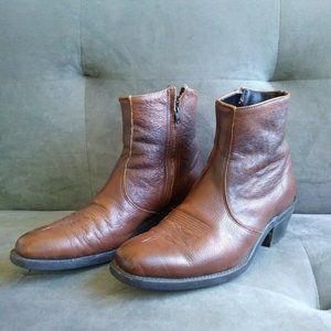 Laredo Vintage Side Zip Western Ankle Boots 10D Brown Round Toe